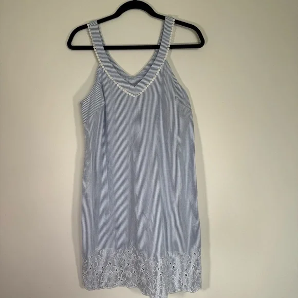 Soma 100% Cotton Embroidered Sleep Dress Striped Size M Cottage Core Floral - Picture 1 of 9